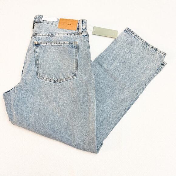 & Denim 90's Boyfriend Jeans High Waist Light Wash Denim Size 12 NWT - Picture 8 of 8